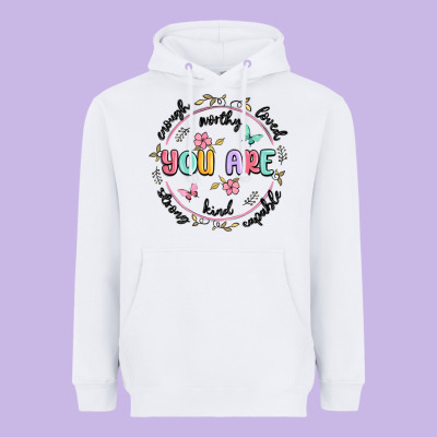 You Are Enough Heavyweight Hoodie Designed By Maliassmallbusiness