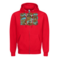 Red western leopards and turquoise with cowhide background Zipper Hoodie - Artiststas
