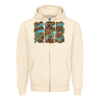 Sandshell western leopards and turquoise with cowhide background Zipper Hoodie - Artiststas
