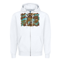White western leopards and turquoise with cowhide background Zipper Hoodie - Artiststas