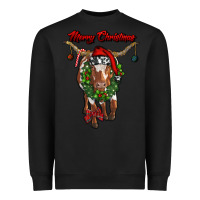 Black merry christmas longhorn cow Heavyweight Sweatshirt - RanaPortraitStore