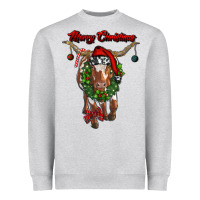 Heather Grey merry christmas longhorn cow Heavyweight Sweatshirt - RanaPortraitStore