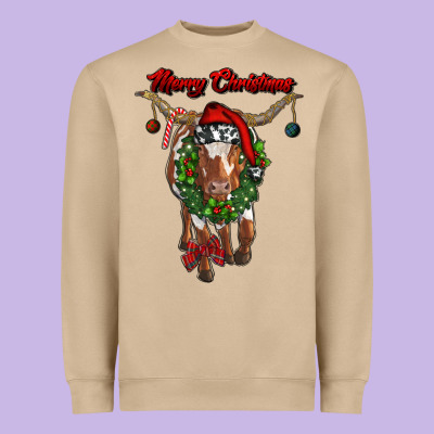 Merry Christmas Longhorn Cow Heavyweight Sweatshirt Designed By Ranaportraitstore