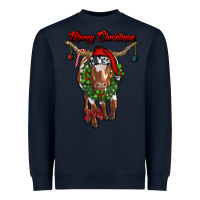 Navy merry christmas longhorn cow Heavyweight Sweatshirt - RanaPortraitStore