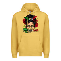 Antique Gold mexicana woman messy bun Premium Hoodie - LillyAllenDesigns