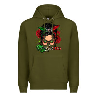 Army Green mexicana woman messy bun Premium Hoodie - LillyAllenDesigns