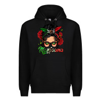 Black mexicana woman messy bun Premium Hoodie - LillyAllenDesigns
