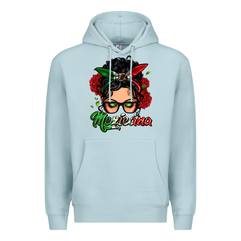 Mexicana Woman Messy Bun Premium Hoodie by LillyAllenDesigns | Teevron