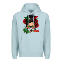 Blue Mist mexicana woman messy bun Premium Hoodie - LillyAllenDesigns