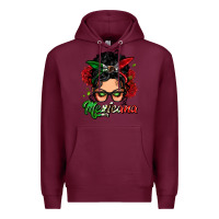 Burgundy mexicana woman messy bun Premium Hoodie - LillyAllenDesigns