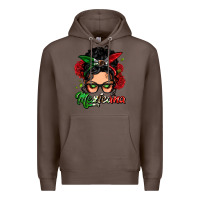Coffee mexicana woman messy bun Premium Hoodie - LillyAllenDesigns