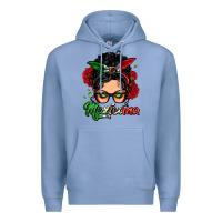 Colony Blue mexicana woman messy bun Premium Hoodie - LillyAllenDesigns