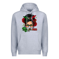 Heather Grey mexicana woman messy bun Premium Hoodie - LillyAllenDesigns