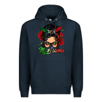 Navy mexicana woman messy bun Premium Hoodie - LillyAllenDesigns