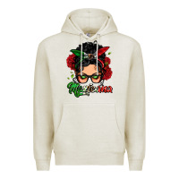 Oatmeal Heather mexicana woman messy bun Premium Hoodie - LillyAllenDesigns