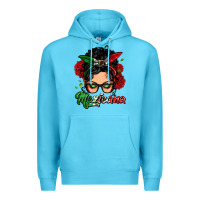 Ocean Blue mexicana woman messy bun Premium Hoodie - LillyAllenDesigns
