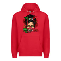 Red mexicana woman messy bun Premium Hoodie - LillyAllenDesigns