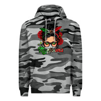 Slate Camo mexicana woman messy bun Premium Hoodie - LillyAllenDesigns