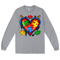 Heather Grey autism heart Long Sleeve Tee - Artiststas