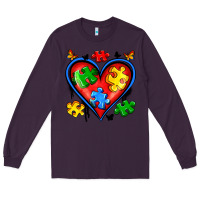 Plum autism heart Long Sleeve Tee - Artiststas