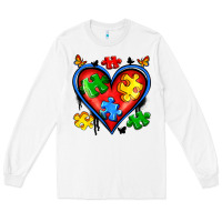 White autism heart Long Sleeve Tee - Artiststas