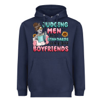 Navy judging men by the standards of my book boyfriends Heavyweight Hoodie - MaliasSmallBusiness