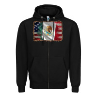Black mexico flag and usa flag Zipper Hoodie - AdoDesignShop