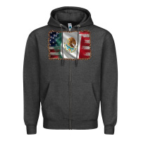Charcoal Heather mexico flag and usa flag Zipper Hoodie - AdoDesignShop
