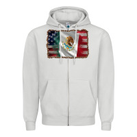 Dove Grey mexico flag and usa flag Zipper Hoodie - AdoDesignShop