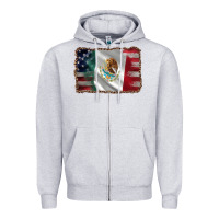 Heather Grey mexico flag and usa flag Zipper Hoodie - AdoDesignShop
