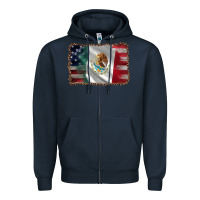 Navy mexico flag and usa flag Zipper Hoodie - AdoDesignShop