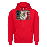 Red mexico flag and usa flag Zipper Hoodie - AdoDesignShop