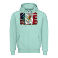 Seafoam mexico flag and usa flag Zipper Hoodie - AdoDesignShop