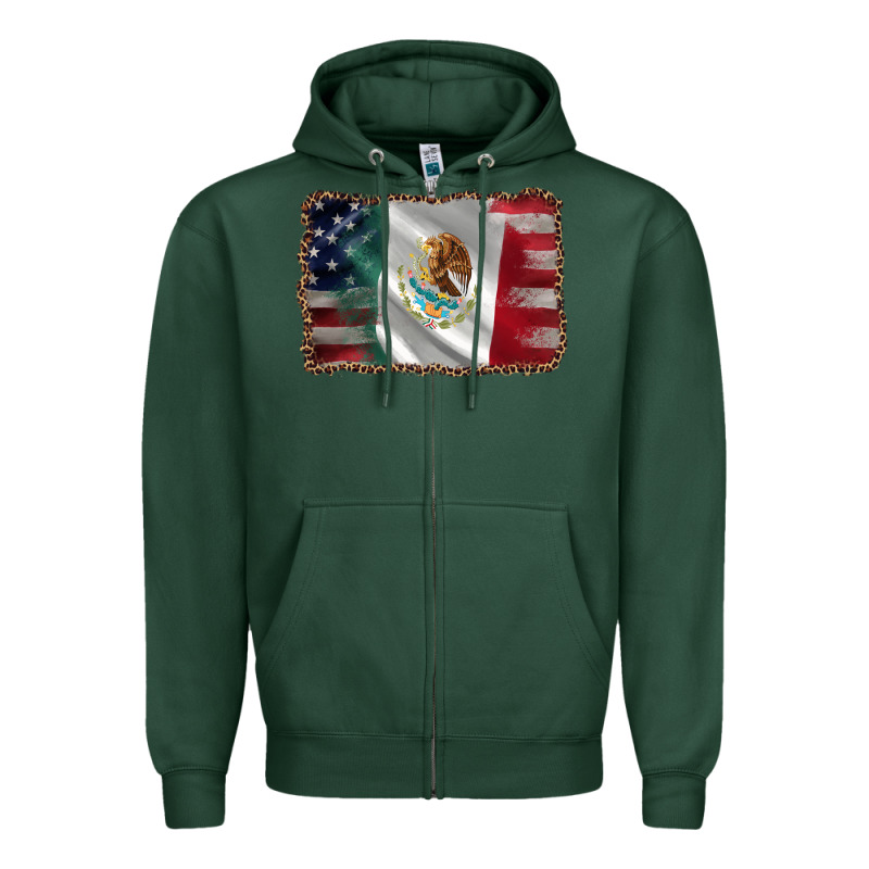 Mexico Flag And Usa Flag Zipper Hoodie by AdoDesignShop | Teevron