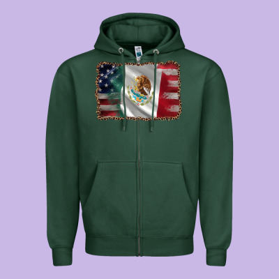 Mexico Flag And Usa Flag Zipper Hoodie Designed By Adodesignshop