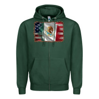 Sports Green mexico flag and usa flag Zipper Hoodie - AdoDesignShop