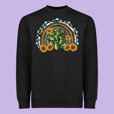 Western Rainbow With Cactus Heavyweight Sweatshirt Designed By Ranaportraitstore
