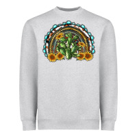 Heather Grey western rainbow with cactus Heavyweight Sweatshirt - RanaPortraitStore