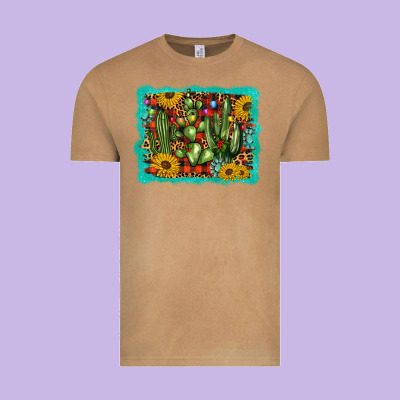 Cactus Christmas Vintage Tee Designed By Barkaloodesign