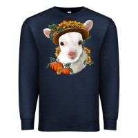 Navy cute baby lamb thanksgiving nancy Premium Sweatshirt - NancyCooperArtShop