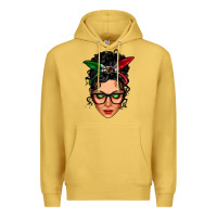 Antique Gold mexican latina girl messy bun Premium Hoodie - LillyAllenDesigns