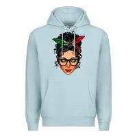 Blue Mist mexican latina girl messy bun Premium Hoodie - LillyAllenDesigns