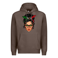 Coffee mexican latina girl messy bun Premium Hoodie - LillyAllenDesigns