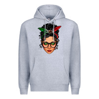 Heather Grey mexican latina girl messy bun Premium Hoodie - LillyAllenDesigns