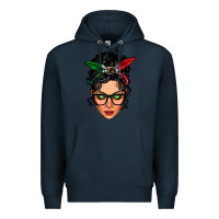 Navy mexican latina girl messy bun Premium Hoodie - LillyAllenDesigns