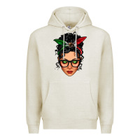 Oatmeal Heather mexican latina girl messy bun Premium Hoodie - LillyAllenDesigns