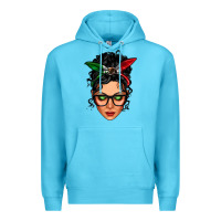 Ocean Blue mexican latina girl messy bun Premium Hoodie - LillyAllenDesigns