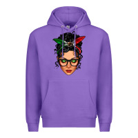 Purple mexican latina girl messy bun Premium Hoodie - LillyAllenDesigns
