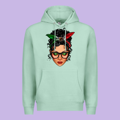 Mexican Latina Girl Messy Bun Premium Hoodie Designed By Lillyallendesigns