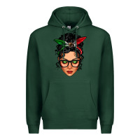 Sports Green mexican latina girl messy bun Premium Hoodie - LillyAllenDesigns